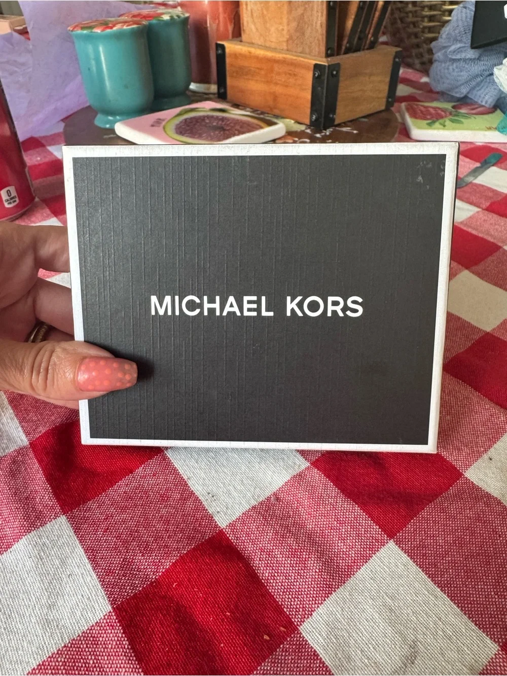 Michael Kors Black Embossed Slim Bifold Card Holder